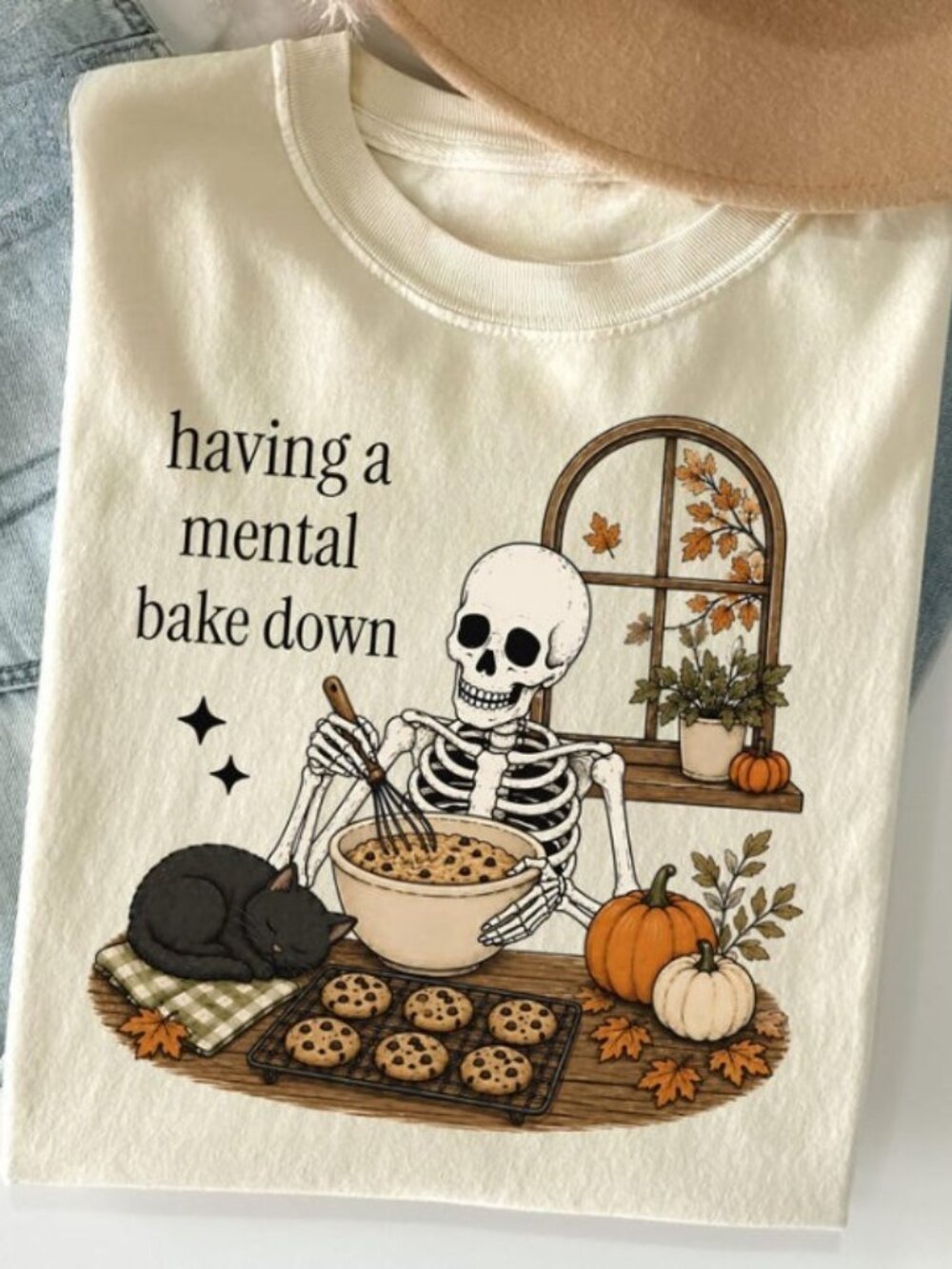 Funny Baking Skeleton Tee, Halloween Baking Skeleton Shirt - Picture 1 of 4